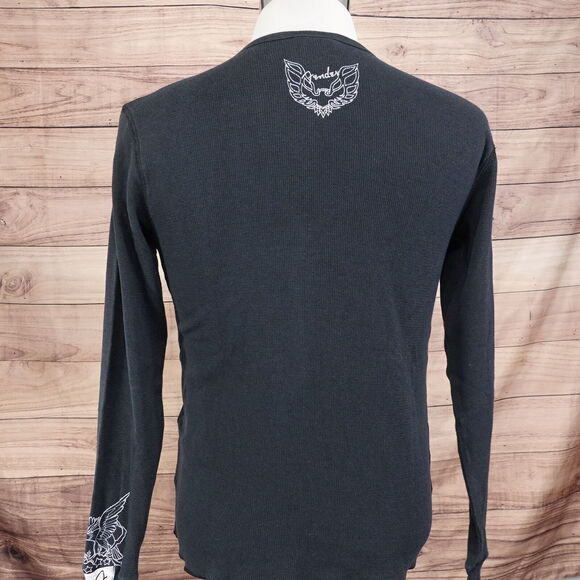 VINTAGE FENDER GUITARS BY DA VINCI USA MADE LONG SLEEVE WAFFLE KNIT TSHIRT SZ M - Picture 4 of 7